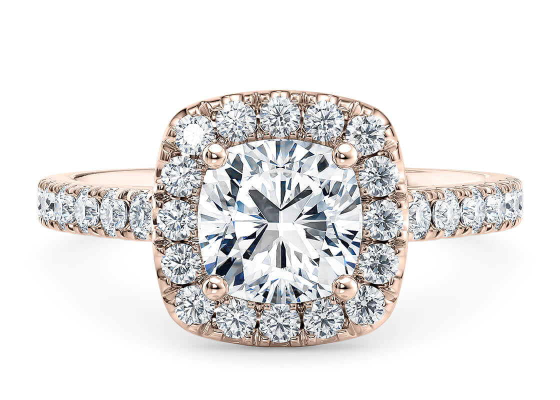 Medici Halo Rose Gold 18k Cushion Engagement Ring