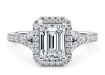 Battersea Halo Platinum Emerald Engagement Ring