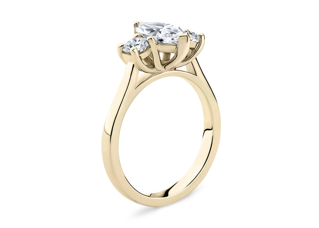 Roma Trilogy Yellow Gold 18k Marquise Engagement Ring