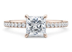 Aria Diamond Band Rose Gold 18k Princess Engagement Ring