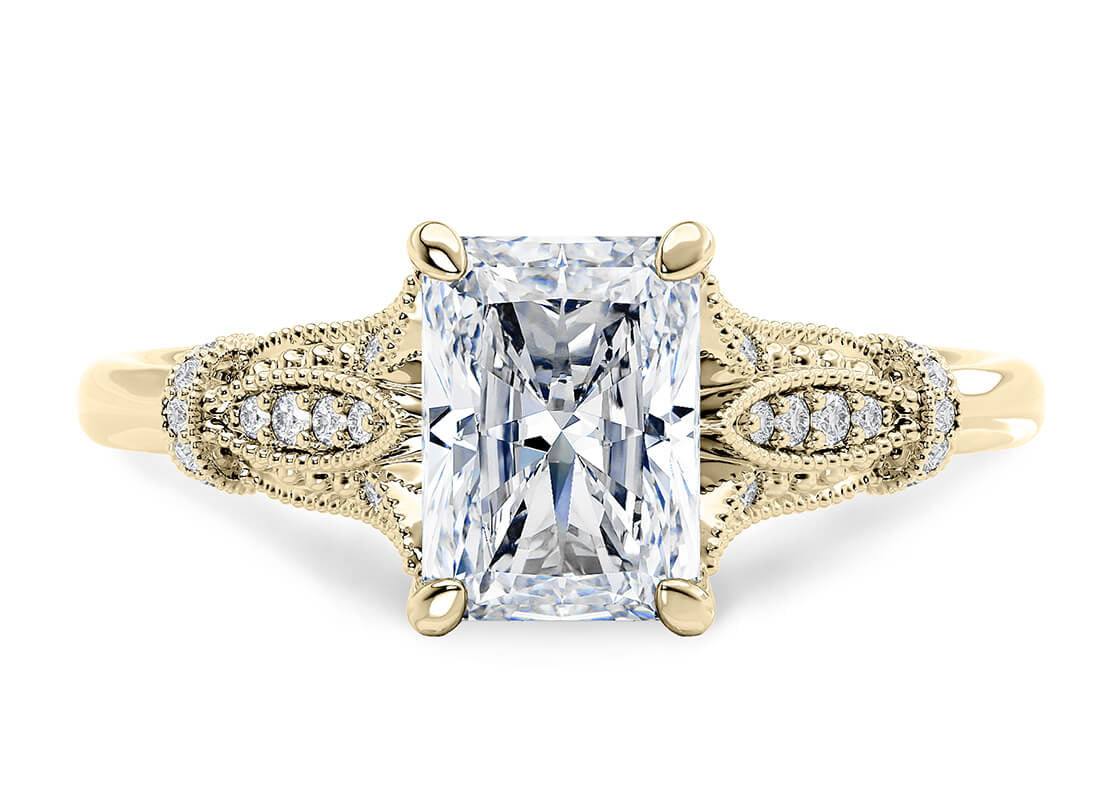 Jasmine Vintage Yellow Gold 18k Radiant Engagement Ring