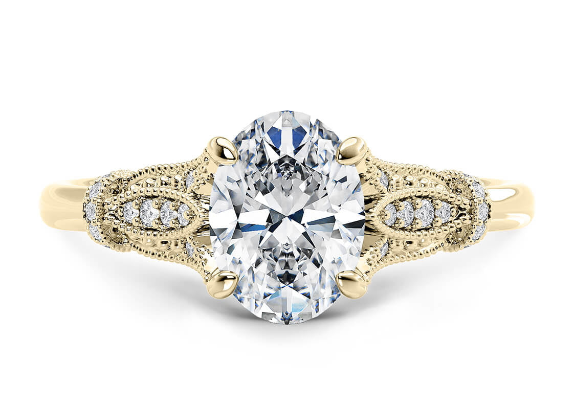 Jasmine Vintage Yellow Gold 18k Oval Engagement Ring