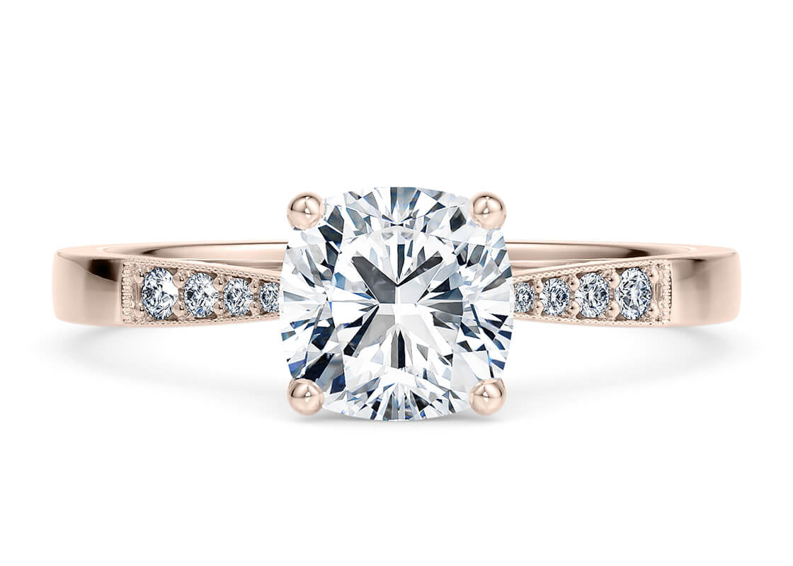 Delicacy Vintage Rose Gold 18k Cushion Engagement Ring