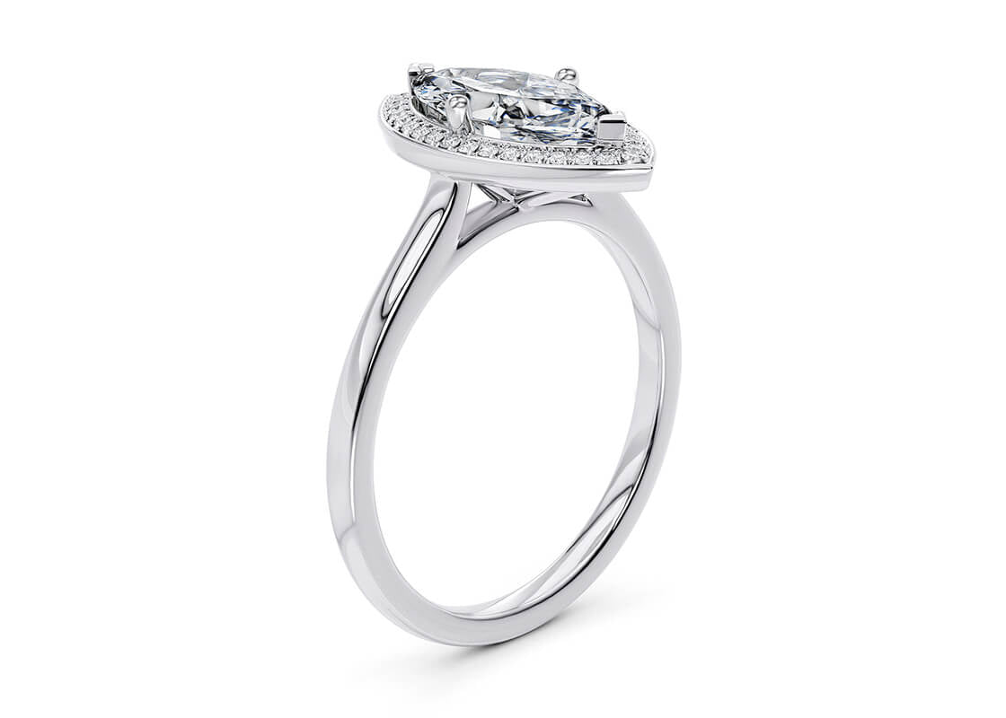 Minerva Halo Platinum Marquise Engagement Ring