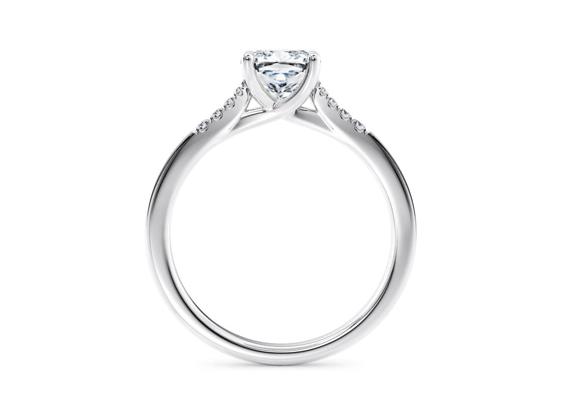 Thea Diamond Band Platinum Cushion Engagement Ring