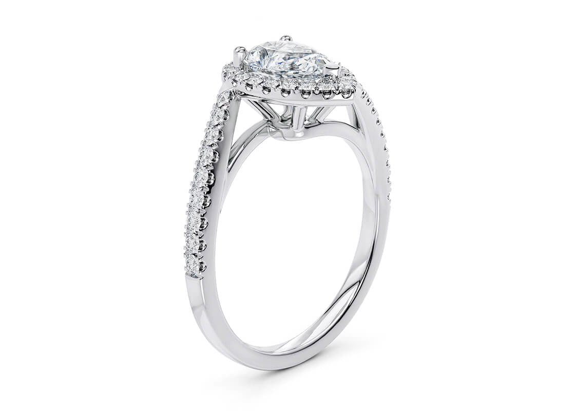 Kew Halo Platinum Pear Engagement Ring
