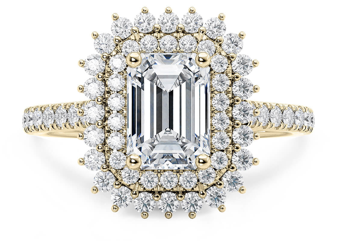 Berkeley Halo Yellow Gold 18k Emerald Engagement Ring