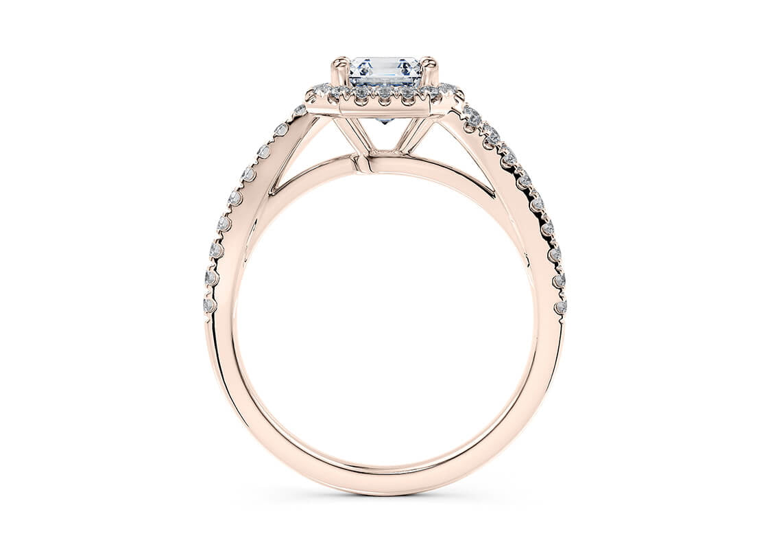 Kew Halo Rose Gold 18k Asscher Engagement Ring