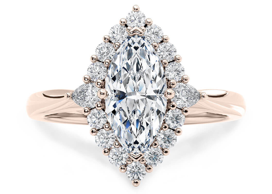 Hampstead Halo Rose Gold 18k Marquise Engagement Ring