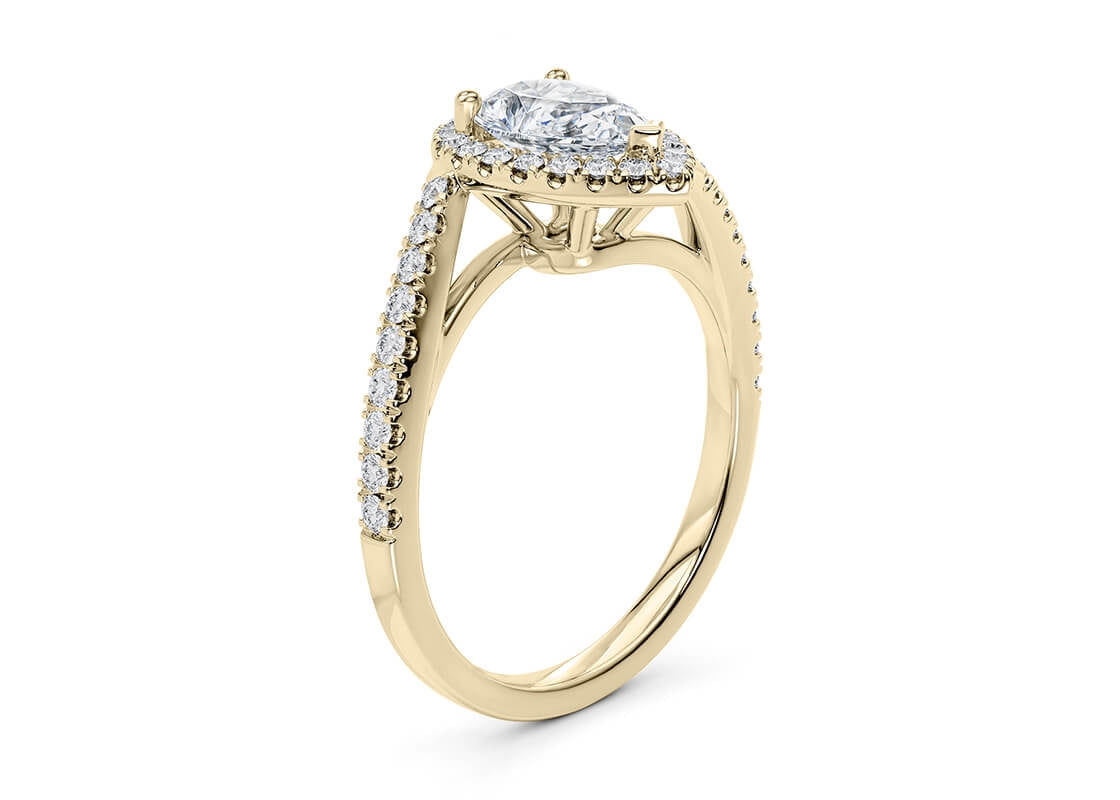 Kew Halo Yellow Gold 18k Pear Engagement Ring