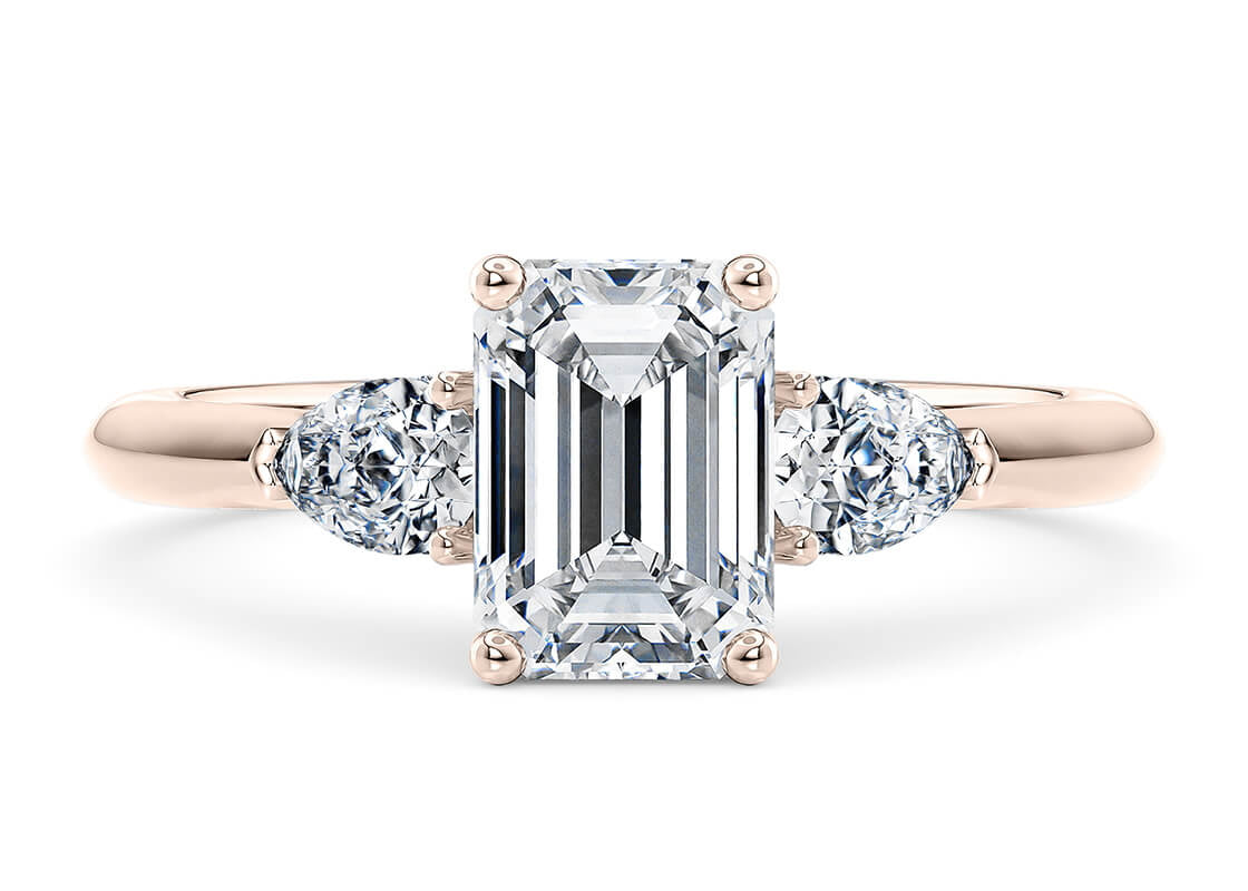 Florence Trilogy Rose Gold 18k Emerald Engagement Ring