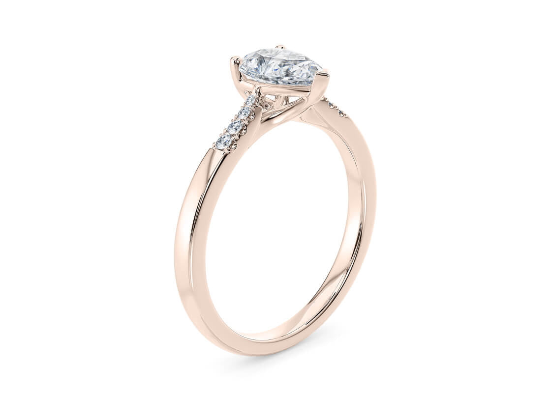 Thea Diamond Band Rose Gold 18k Pear Engagement Ring
