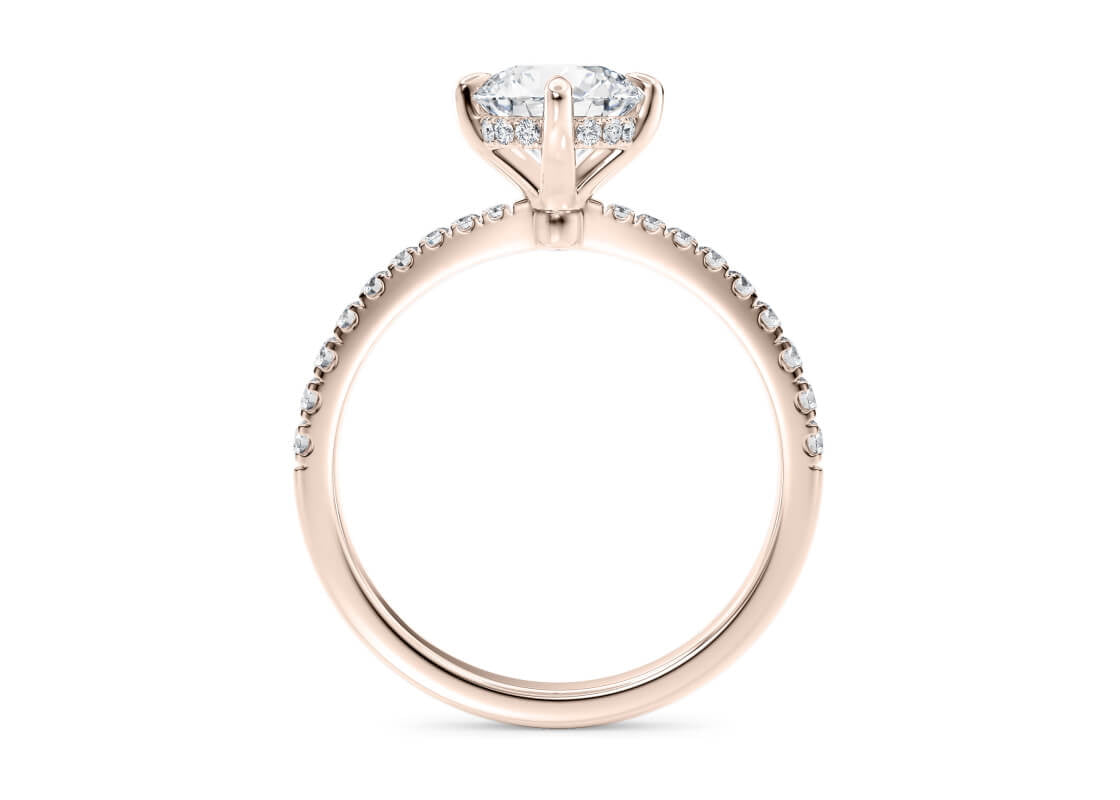 Asteria Compass Diamond Band Rose Gold 18k Round Engagement Ring