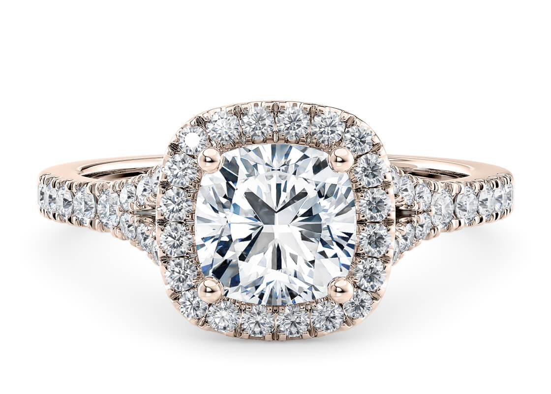 Battersea Halo Rose Gold 18k Cushion Engagement Ring