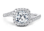 Kew Halo Platinum Cushion Engagement Ring