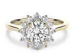 Edwardia Halo Yellow Gold 18k Round Engagement Ring