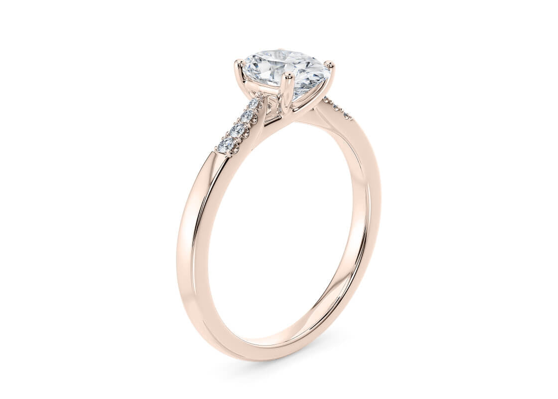 Thea Diamond Band Rose Gold 18k Oval Engagement Ring