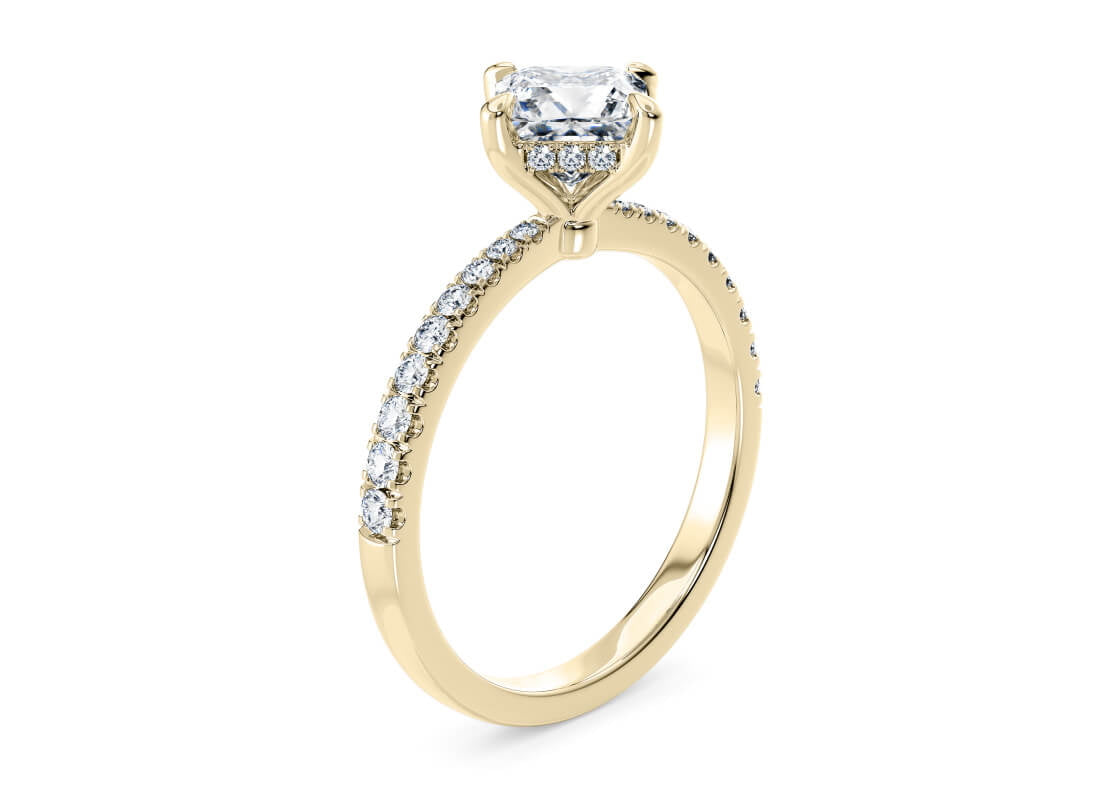 Asteria Compass Diamond Band Yellow Gold 18k Princess Engagement Ring