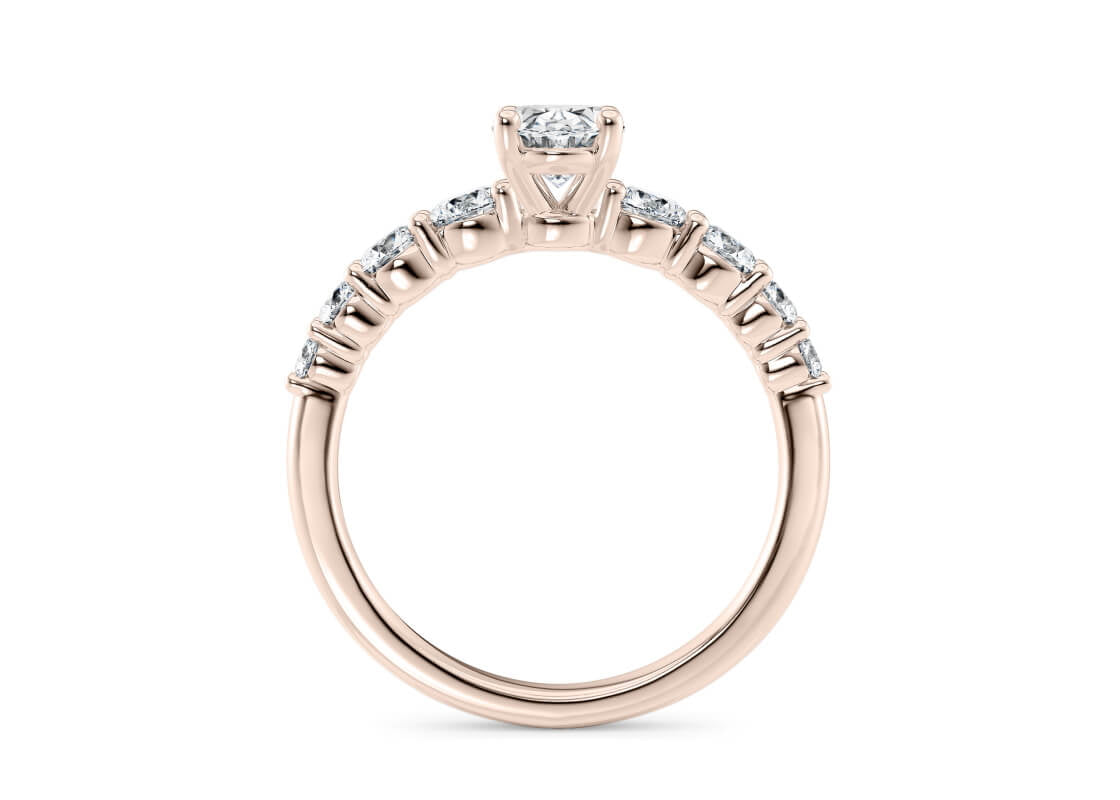 Lyra Diamond Band Rose Gold 18k Oval Engagement Ring