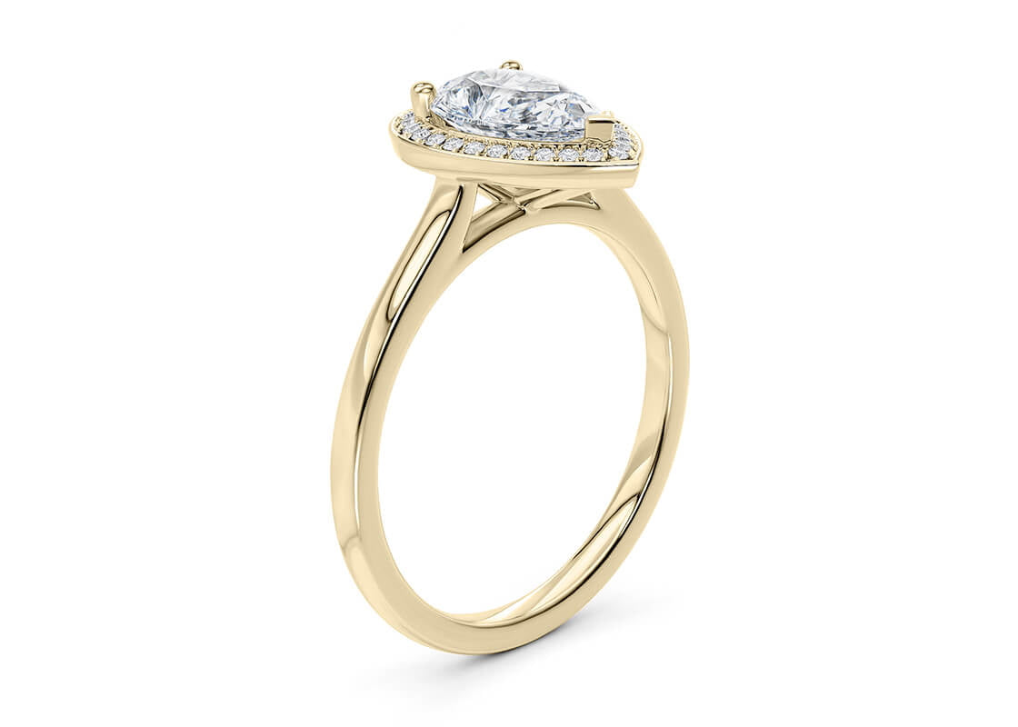 Minerva Halo Yellow Gold 18k Pear Engagement Ring