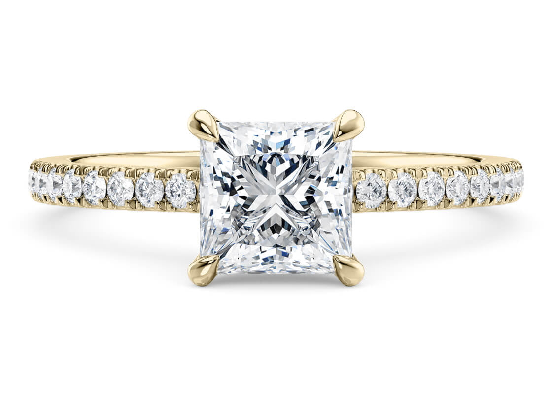 Aria Diamond Band Yellow Gold 18k Princess Engagement Ring