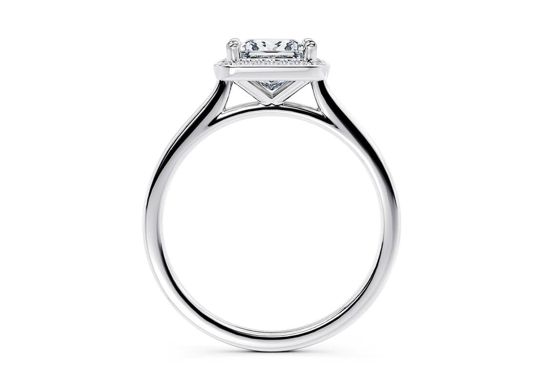 Minerva Halo Platinum Princess Engagement Ring