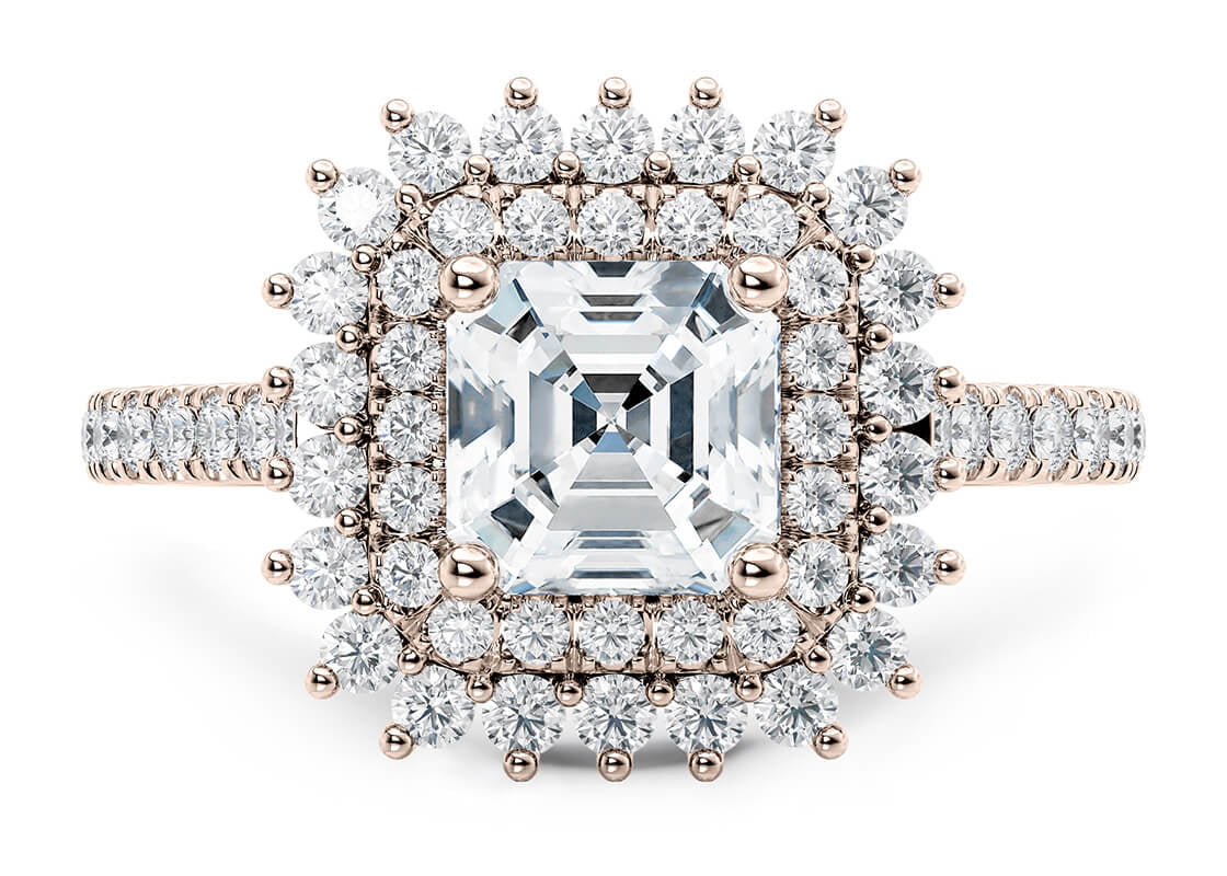 Berkeley Halo Rose Gold 18k Asscher Engagement Ring