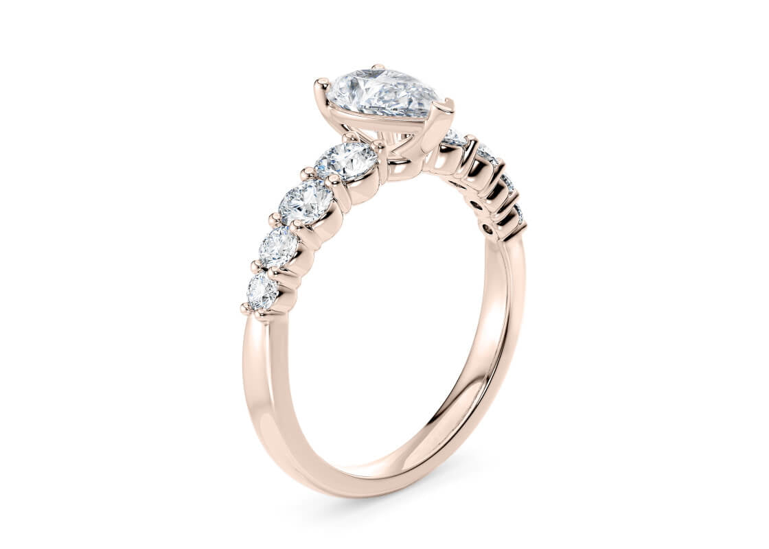 Lyra Diamond Band Rose Gold 18k Pear Engagement Ring