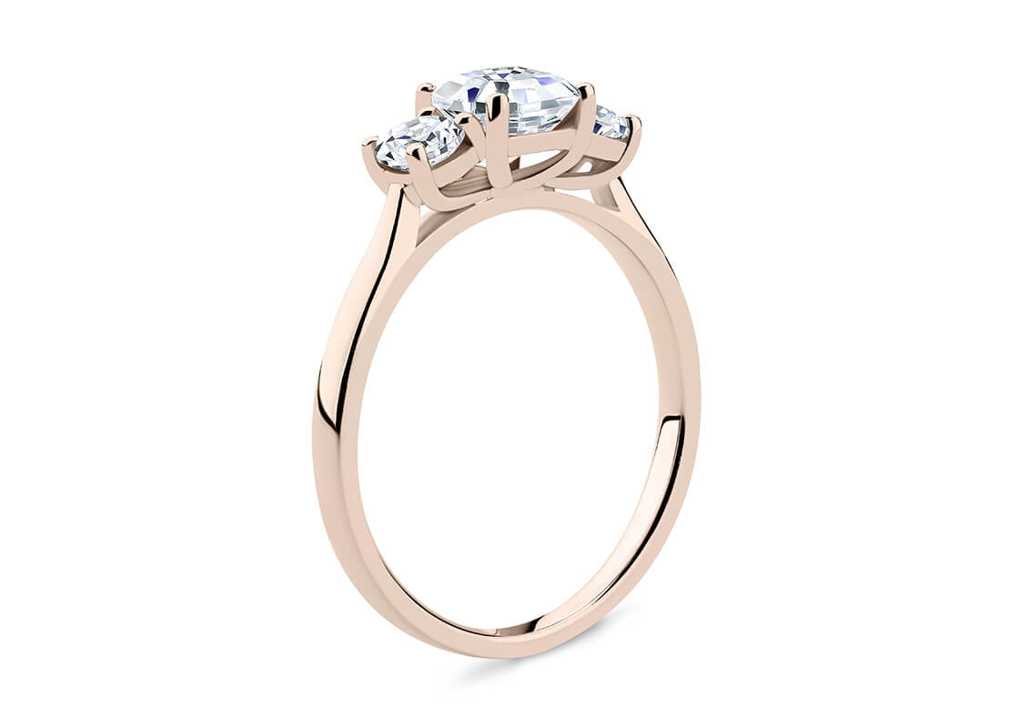 Roma Trilogy Rose Gold 18k Asscher Engagement Ring