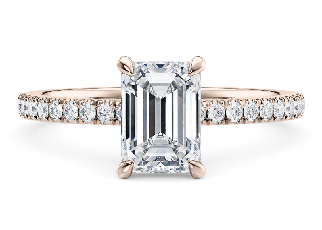Aria Diamond Band Rose Gold 18k Emerald Engagement Ring
