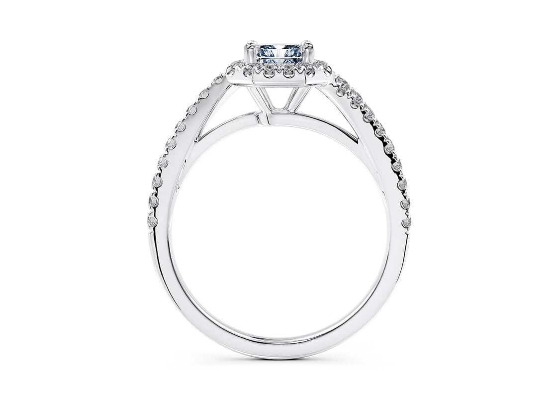 Kew Halo Platinum Radiant Engagement Ring