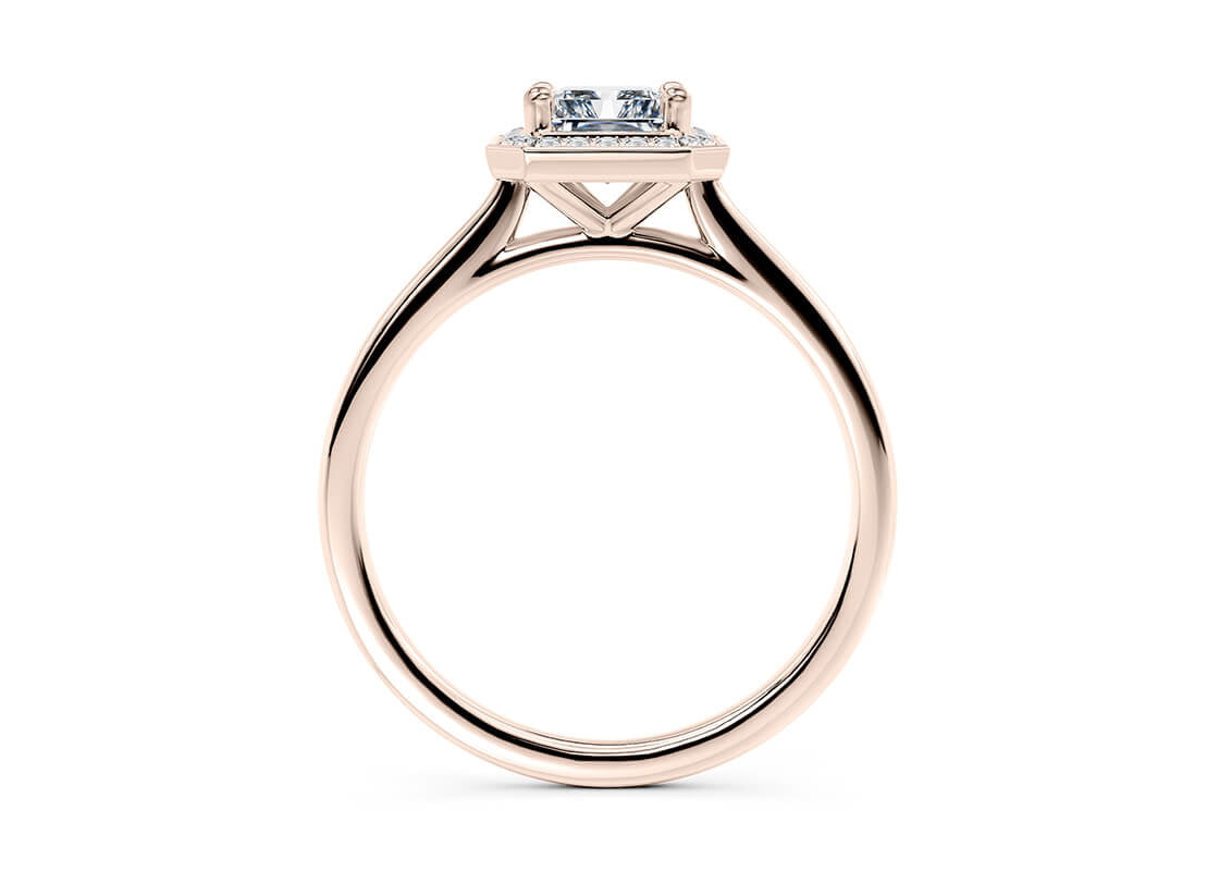 Minerva Halo Rose Gold 18k Radiant Engagement Ring