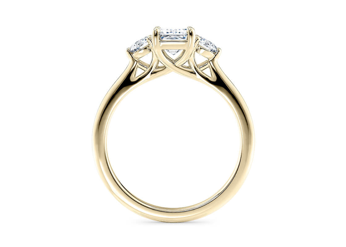 Valencia Trilogy Yellow Gold 18k Emerald Engagement Ring