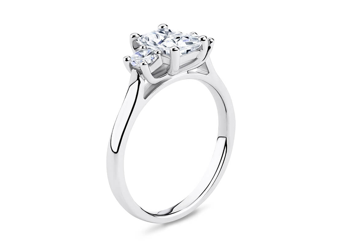 Roma Trilogy Platinum Emerald Engagement Ring