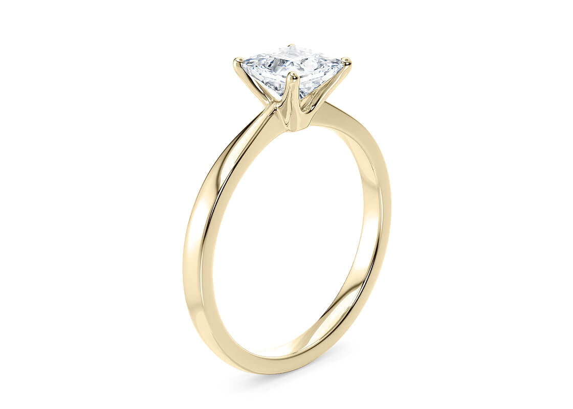 Delicacy Solitaire Yellow Gold 18k Princess Engagement Ring