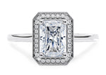 Minerva Halo Platinum Radiant Engagement Ring
