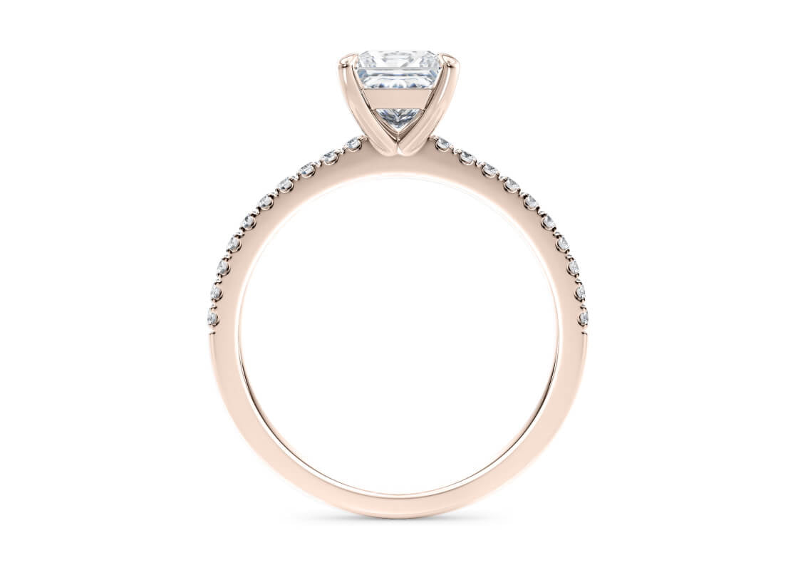 Aria Diamond Band Rose Gold 18k Princess Engagement Ring