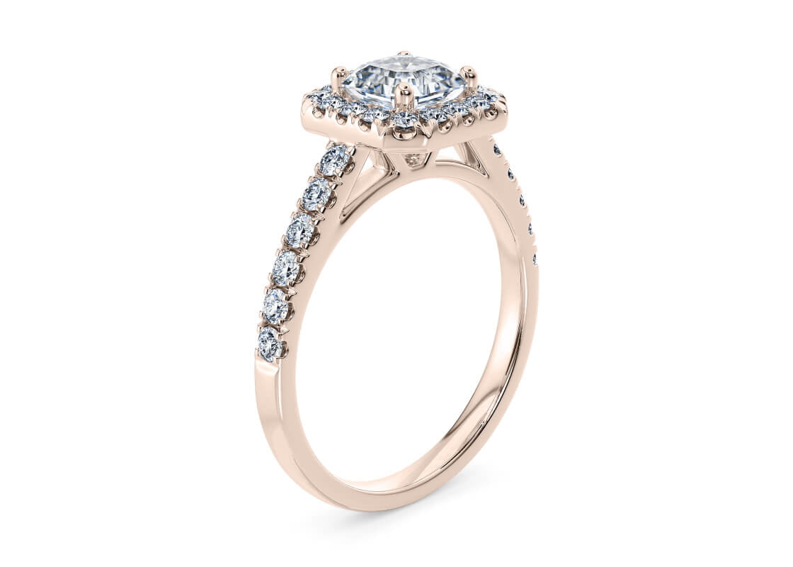 Medici Halo Rose Gold 18k Asscher Engagement Ring