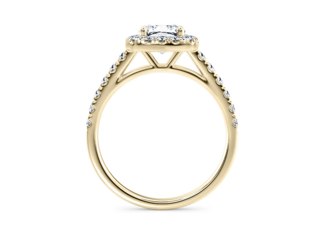 Medici Halo Yellow Gold 18k Cushion Engagement Ring
