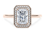 Minerva Halo Rose Gold 18k Radiant Engagement Ring