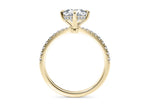 Asteria Compass Diamond Band Yellow Gold 18k Cushion Engagement Ring