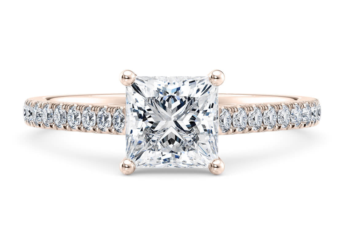 1477 Vintage Rose Gold 18k Princess Engagement Ring