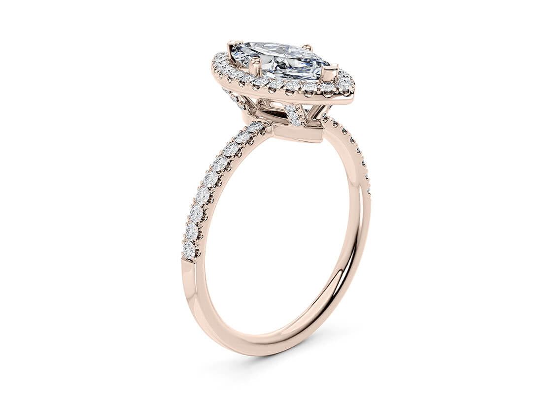Isabella Halo Rose Gold 18k Marquise Engagement Ring