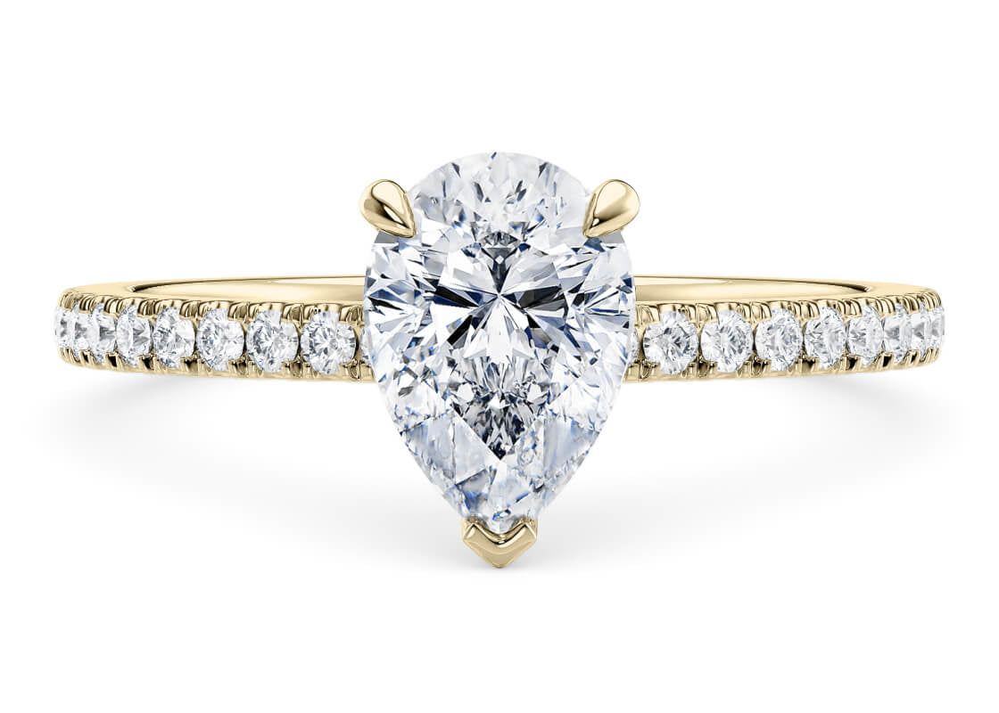 Aria Diamond Band Yellow Gold 18k Pear Engagement Ring