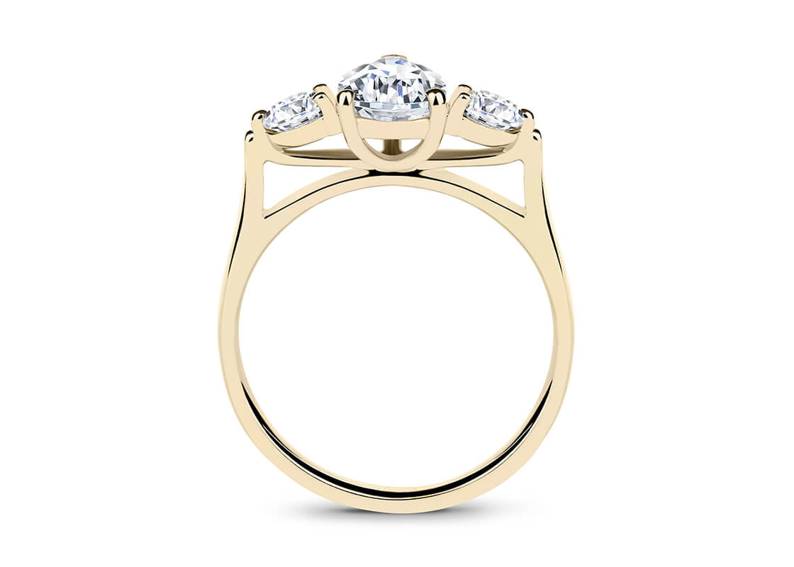Roma Trilogy Yellow Gold 18k Pear Engagement Ring