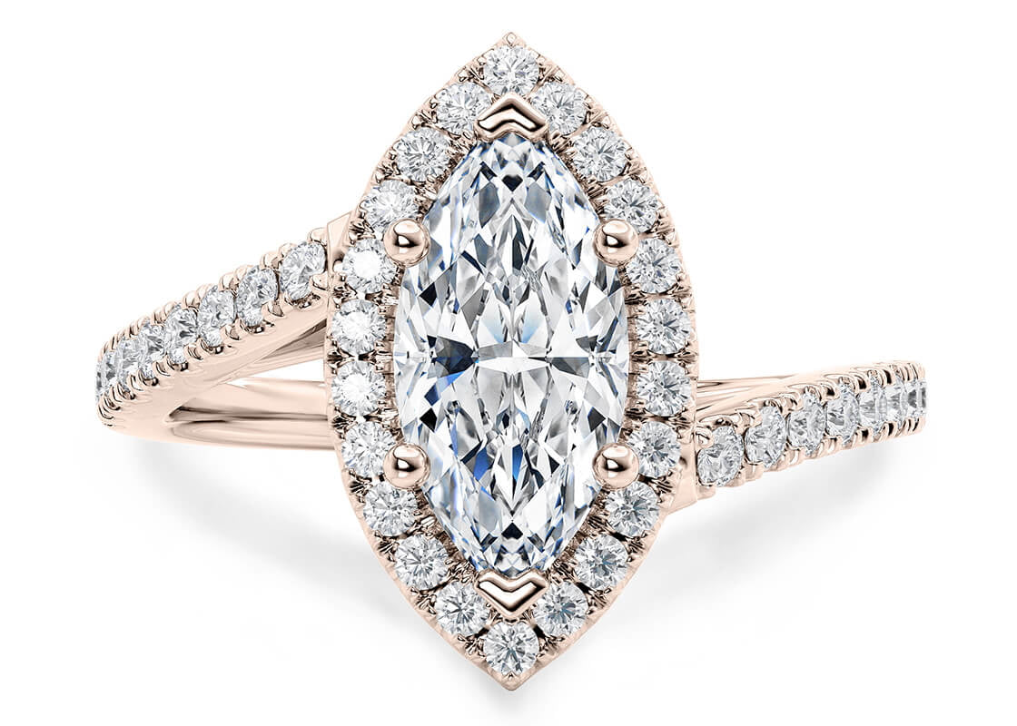 Kew Halo Rose Gold 18k Marquise Engagement Ring