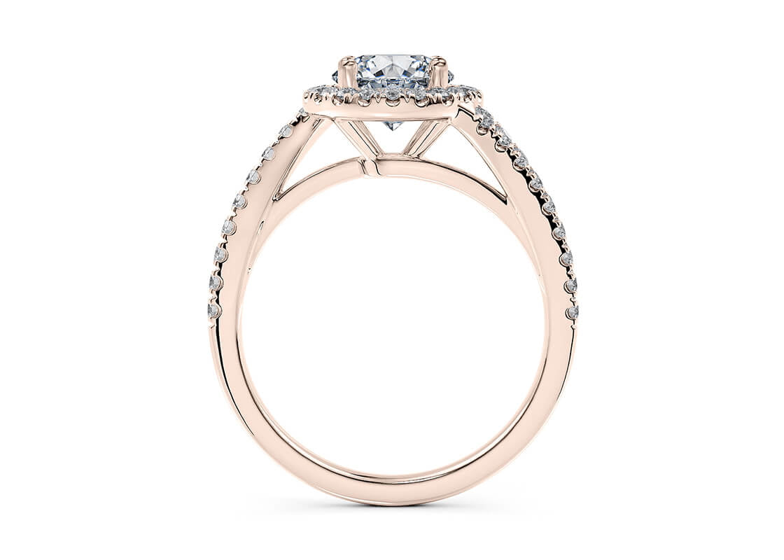 Kew Halo Rose Gold 18k Round Engagement Ring