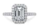 Isabella Halo Platinum Emerald Engagement Ring
