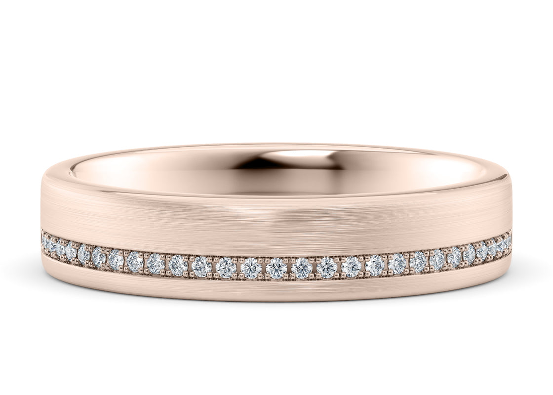 Andreas Brushed  Rose Gold 18k Lab Grown Wedding Band