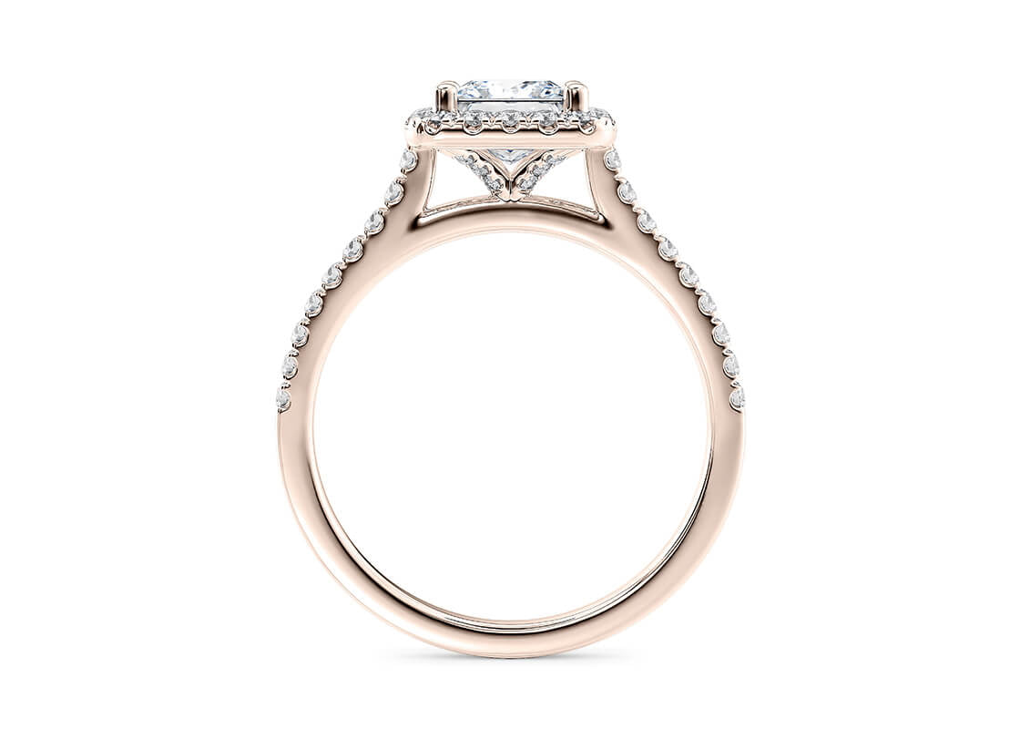 Aphrodite Halo Rose Gold 18k Princess Engagement Ring
